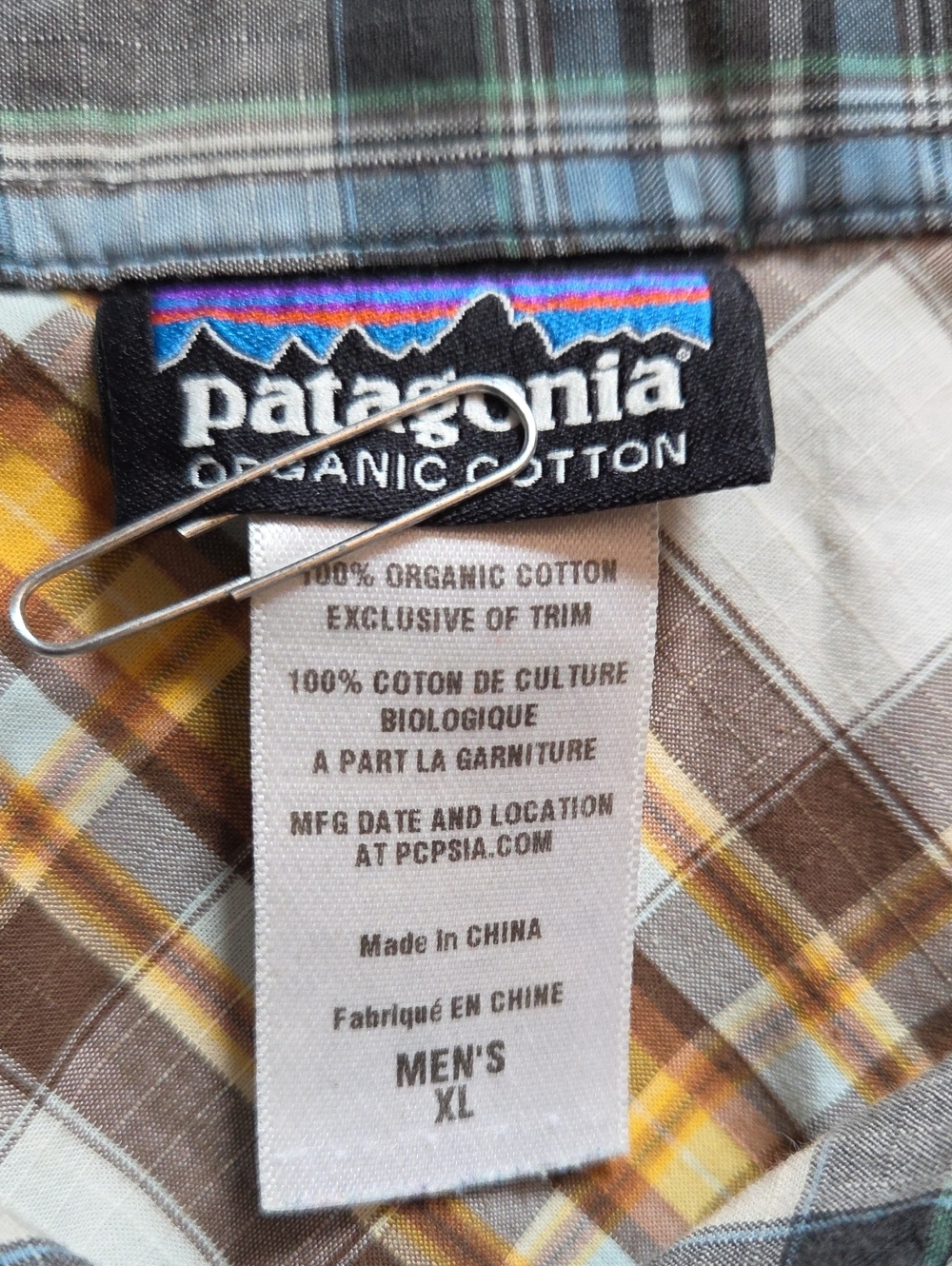 Patagonia Men’s Plaid Button-Down Western Shirt in Blue, Gray, Cream Xl - Picture 3 of 6